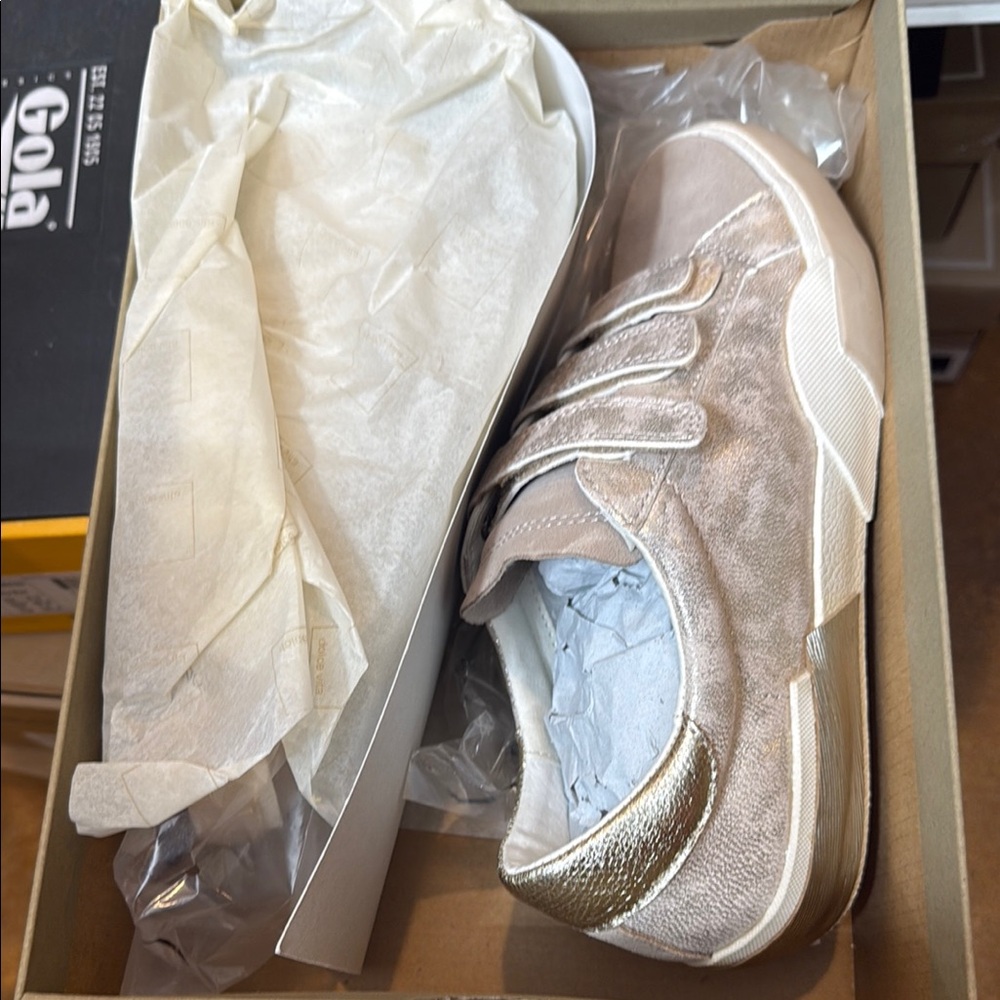 Dolce Vita Gold and Cream Sneakers with Classic Silhouette
